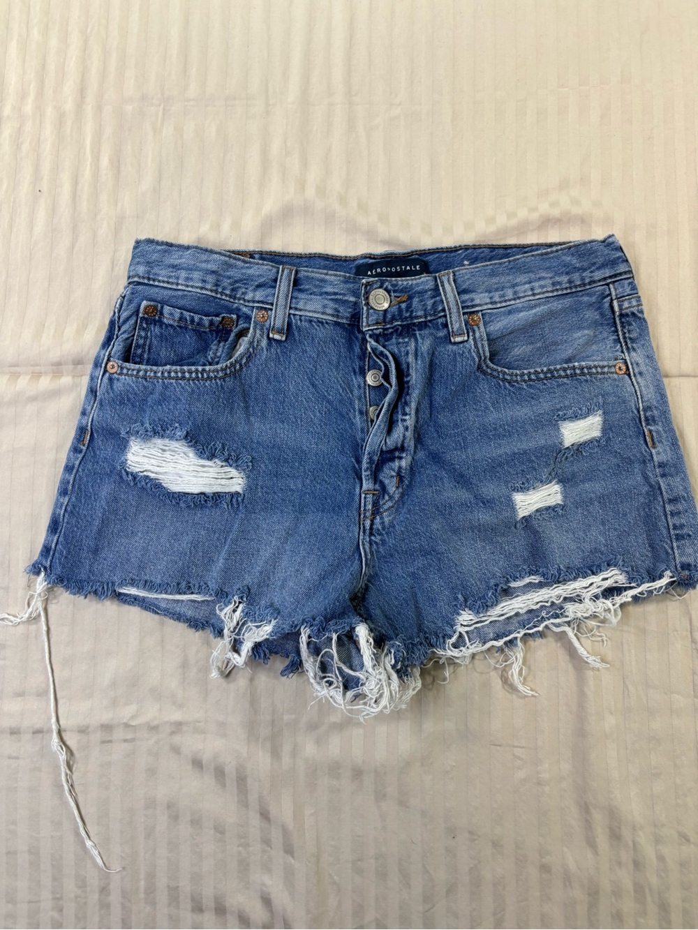 Aeropostale Y2K Trendy Distressed Denim Shorty Shorts Size 10
